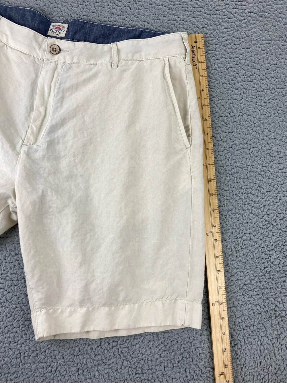 Faherty Men's Malibu Flat Front Chino Cotton/Linen Blend Shorts | Size: 36